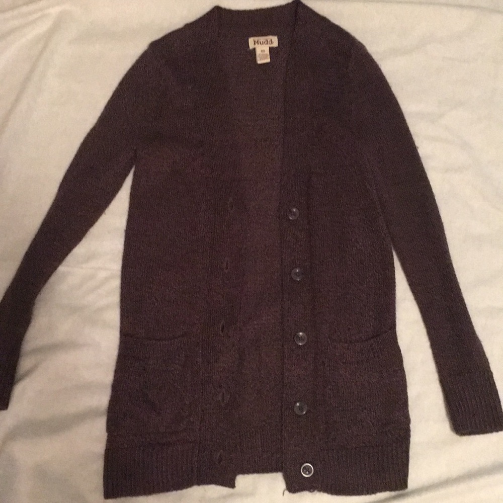 Long sleeve, purple cardigan!